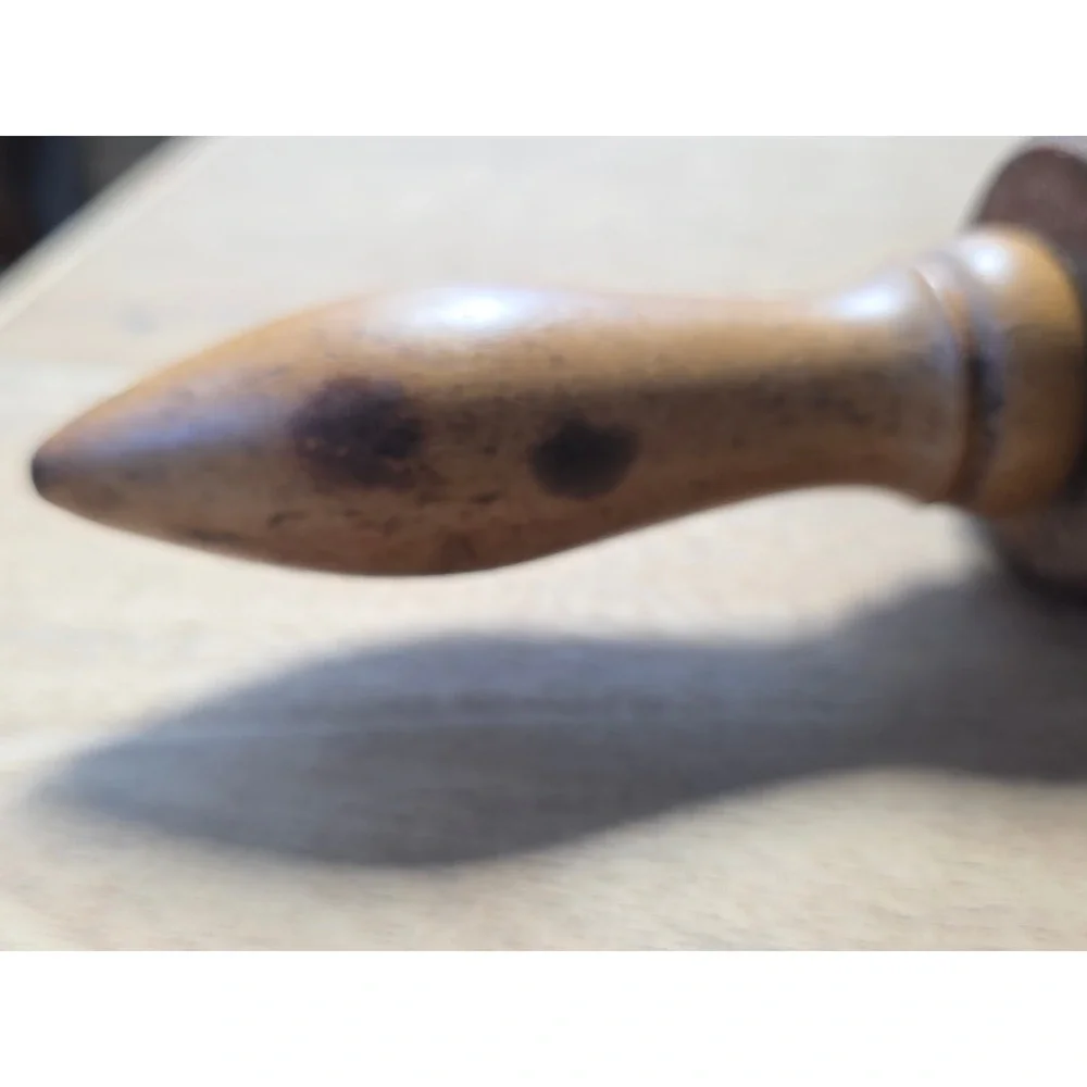 Vintage Hand Carved Wooden Springerle Rolling Pin Owl Star Folk Art Cookie Stamp